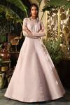 Sahil Kochhar_Purple Organza Net Embroidery Bead Round Lilac Gown With Sheer Yoke _at_Aza_Fashions