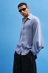 Siddhant Agrawal Blue 100% Cotton Oversized Batwing Shirt Online at Aza Fashions Siddhant Agrawal_Blue 100% Cotton Oversized Batwing Shirt_Online_at_Aza_Fashions