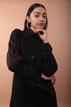 Veera Wear_Black Cotton Collared Solid Stroke Dress _Online_at_Aza_Fashions