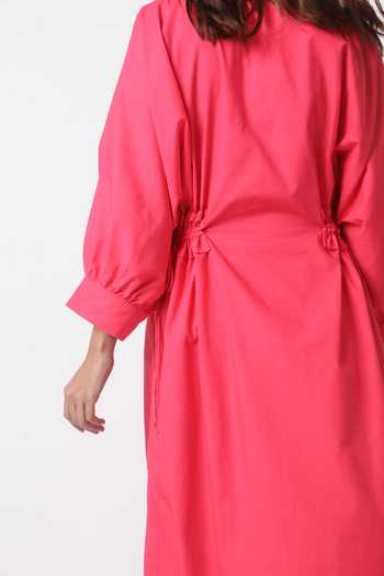 Buy_Studio Moda India_Pink Cotton Collared Dale Batwing Sleeve Dress _Online_at_Aza_Fashions