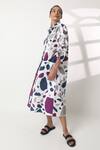Buy_Studio Moda India_Blue 100% Cotton Printed Terrazo Collared Neck And Shirt Dress  _Online_at_Aza_Fashions