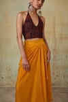 Shop_Style Junkiie_Yellow Cotton Draped Skirt  _Online_at_Aza_Fashions