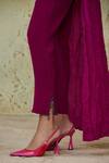 Shop_Style Junkiie_Magenta Heavy Georgette Embellished Beaded Lace Slit Trousers  _Online_at_Aza_Fashions