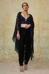 Style Junkiie_Black Paisley Patterned Fringed Cape _Online_at_Aza_Fashions