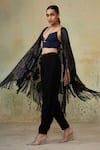 Buy_Style Junkiie_Black Paisley Patterned Fringed Cape _Online_at_Aza_Fashions
