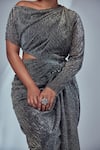 Style Junkiie_Grey Shimmer Knit V Neck Slit Kimono Dress  _at_Aza_Fashions