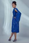 Buy_Style Junkiie_Blue Georgette Sequin And Mirror Work Surplice Neck Embroidered Kimono Dress_Online_at_Aza_Fashions