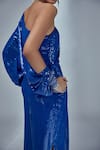 Shop_Style Junkiie_Blue Georgette Embroidered Sequin And Glass Beads Work One Neck Jumpsuit  _Online_at_Aza_Fashions