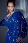 Style Junkiie_Blue Georgette Embroidered Sequin And Glass Beads Work One Neck Jumpsuit  _at_Aza_Fashions