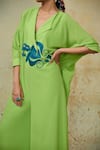 Style Junkiie_Green Crepe Embroidered Sequins Lapel Collar Jumpsuit  _Online_at_Aza_Fashions