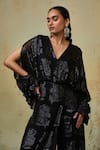 Style Junkiie_Black Georgette Ruffled Jumpsuit  _at_Aza_Fashions