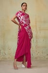 Style Junkiie_Pink Georgette High Low Draped Skirt _Online_at_Aza_Fashions