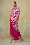 Buy_Style Junkiie_Pink Georgette High Low Draped Skirt _Online_at_Aza_Fashions