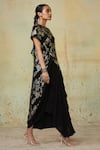 Shop_Style Junkiie_Black Embroidered Georgette Asymmetrical Wrap Tunic  _Online_at_Aza_Fashions