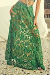 Shop_Surily G_Green Embroidered Floral Cutwork Skirt  _at_Aza_Fashions