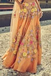 Surily G_Peach Embroidered Thread Floral Lehenga Skirt _Online_at_Aza_Fashions