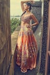 Buy_Surily G_Peach Embroidered Thread Floral Lehenga Skirt _Online_at_Aza_Fashions