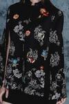 Shop_Taroob_Black Woollen Flower Embroidered Cape_Online_at_Aza_Fashions