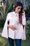 Buy_Taroob_White Woollen Cutdana And Sequin Work Handwoven Cape_Online_at_Aza_Fashions