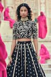 Taisha_Black Silk Embroidery Round Neck Forest Jaal Blouse _at_Aza_Fashions