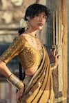 Buy_Taisha_Green Silk V-neck Pure Katan Blouse _Online_at_Aza_Fashions