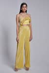 Suruchi Parakh_Yellow Crepe Embroidered Cutdana Sweetheart Asymmetric Pattern Crop Top And Pant  _Online_at_Aza_Fashions