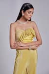 Buy_Suruchi Parakh_Yellow Crepe Embroidered Cutdana Sweetheart Asymmetric Pattern Crop Top And Pant  _Online_at_Aza_Fashions