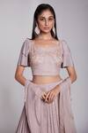 Buy_Suruchi Parakh_Pink Crepe Embroidered Cutdana Square Neck Sequin Embellished Lehenga Set _Online_at_Aza_Fashions