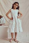 The Right Cut_White Linen, Cotton Coraline Tiered Dress_Online_at_Aza_Fashions