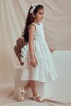 Buy_The Right Cut_White Linen, Cotton Coraline Tiered Dress_Online_at_Aza_Fashions