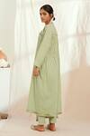 Shop_The Right Cut_Green Linen, Cotton Sequins, Tassels Daria Long Flared Jacket And Pant Set_Online_at_Aza_Fashions