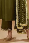 Buy_OMI_Green Cotton Embroidery Split V-neck Placement Hand Kurta Set _Online_at_Aza_Fashions