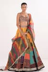 Buy_Cedar & Pine_Multi Color Brocade Embroidery Dori Collage Pattern Lehenga Set  _Online_at_Aza_Fashions
