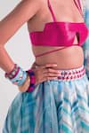 Buy_Cedar & Pine_Blue Satin, Leather, Organza Beads Square Neck Banjara Embroidered Lehenga Set _Online_at_Aza_Fashions