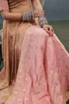 AFFROZ_Pink Viscose Crepe Printed Paisley V Neck Blouse Lehenga Set _at_Aza_Fashions