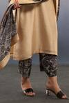 Buy_AFFROZ_Beige Viscose Crepe Printed Paisley Round Sleeve Embroidered Kurta Palazzo Set 