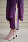 AFFROZ_Purple Georgette Net Patchwork Kaftan And Pant Set_at_Aza_Fashions