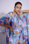 Shop_AFFROZ_Blue Russian Silk Printed Floral Round Kaftan And Flared Pant Set _Online_at_Aza_Fashions