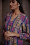 Shop_AFFROZ_Blue Viscose Crepe Printed Floral V Neck A-line Kurta Palazzo Set _Online_at_Aza_Fashions