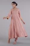AFFROZ_Pink Russian Silk Embroidered Zari Round Stitched Line Anarkali Set _Online_at_Aza_Fashions