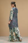 AFFROZ_Green Viscose Crepe Print Floral Abstract V Neck Kurta And Flared Pant Set _Online_at_Aza_Fashions