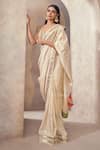 Buy_AFFROZ_Ivory Tissue Silk Embroidery Gota Patti Sunehri Lace Border Saree With Blouse _Online_at_Aza_Fashions