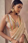 AFFROZ_Ivory Tissue Silk Embroidery Gota Patti Sunehri Lace Border Saree With Blouse _at_Aza_Fashions