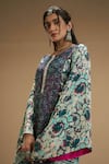 Shop Affroz Green Viscose Crepe Abstract Round Neck Flared Sleeve Print Kurta And Palazzo Set Online at Aza Fashions Shop_Affroz_Green Viscose Crepe Abstract Round Neck Flared Sleeve Print Kurta And Palazzo Set _Online_at_Aza_Fashions