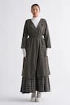 Buy_Three_Green Collared Striped Reversible Overlay _Online_at_Aza_Fashions