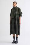Buy_Three_Green Melange Round Checkered Pattern Dolman Sleeve Dress_Online_at_Aza_Fashions