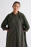 Three_Green Collared Striped And Checkered Trench Jacket _Online_at_Aza_Fashions
