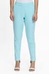 Terra Luna_Sky Blue 100% Organic Handloom Oxford Cotton Plain Chilled Out Pant_Online_at_Aza_Fashions