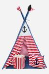 My Gift Booth Red Cotton Print Anchor Teepee Tent With Mat Online at Aza Fashions My Gift Booth_Red Cotton Print Anchor Teepee Tent With Mat_Online_at_Aza_Fashions