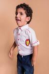 Toplove_White Cotton Embroidery Iron Man Shirt_Online_at_Aza_Fashions
